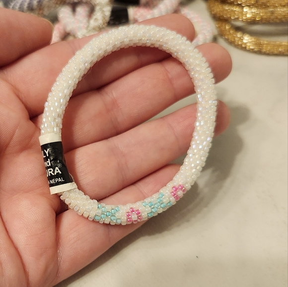 Lily and Laura Nepali Glass Crocheted Bracelets - Picture 6 of 13